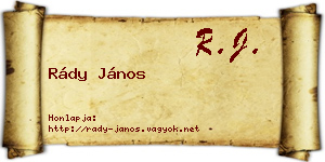 Rády János névjegykártya